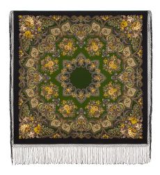 Многоцветная шаль из уплотненной шерстяной ткани с шелковой бахромой 'Майя'