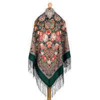 Платок шерстяной с шелковой вязаной бахромой 'Бенефис'