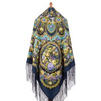 Многоцветный платок из уплотненной шерстяной ткани с шелковой бахромой 'Душа розы'