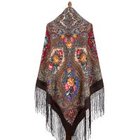 Многоцветный платок из уплотненной шерстяной ткани с шелковой бахромой 'Свет мой  зеркальце'
