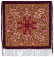 Многоцветный платок из уплотненной шерстяной ткани с шелковой бахромой 'Юлия'