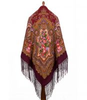 Многоцветный платок из уплотненной шерстяной ткани с шелковой бахромой 'Юлия'