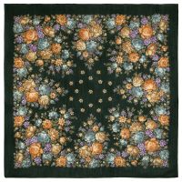 Платок из шерстяной разреженной ткани  с подрубкой 'Цветы для души'