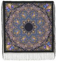 Многоцветный платок из уплотненной шерстяной ткани с шелковой бахромой 'Майя'
