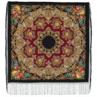 Многоцветный платок из уплотненной шерстяной ткани с шелковой бахромой 'Майя'