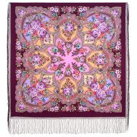 Многоцветный платок из уплотненной шерстяной ткани с шелковой бахромой 'Времена года. Лето'