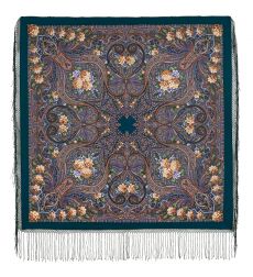 Многоцветный платок из уплотненной шерстяной ткани с шелковой бахромой 'Карнавал'