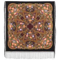 Многоцветный платок из уплотненной шерстяной ткани с шелковой бахромой 'Ненаглядная'