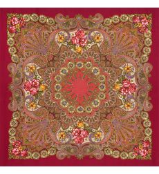 Многоцветный платок из уплотненной шерстяной ткани с шелковой бахромой 'Василиса'