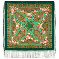Многоцветный платок из уплотненной шерстяной ткани с шелковой бахромой 'Сад дивных снов'