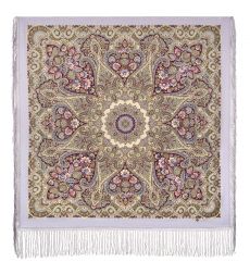 Платок из уплотненной шерстяной ткани с шелковой бахромой 'Женское счастье'
