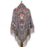 Платок шерстяной с шелковой вязаной бахромой 'Исполнение желаний'