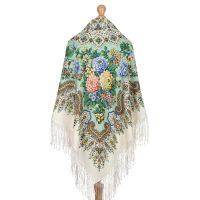 Платок шерстяной с шелковой вязаной бахромой 'Феерия'