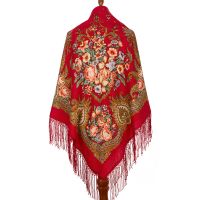 Платок шерстяной с шелковой вязаной бахромой 'Магия чувств '