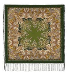 Платок из уплотненной шерстяной ткани с шелковой бахромой 'Караван' вид 10