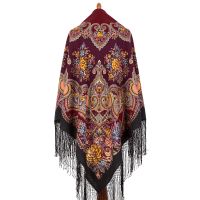 Многоцветная шаль из уплотненной шерстяной ткани с шелковой вязаной бахромой 'Майя'
