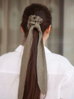 Льняной набор для волос Бруно цвет хаки