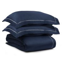 Комплект постельного белья без простыни из египетского хлопка essential, темно-синий, двуспальный