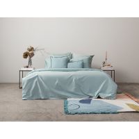 Комплект постельного белья двуспальный из сатина голубого цвета из коллекции essential