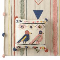 Чехол на подушку в этническом стиле с помпонами и вышивкой Птицы из коллекции ethnic, 45х45 см