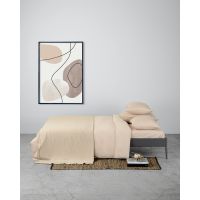 Комплект постельного белья двуспальный бежевого цвета из органического стираного хлопка из коллекции essential