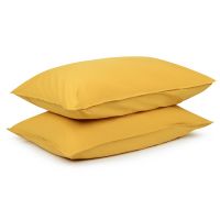 Комплект постельного белья двуспальный горчичного цвета из органического стираного хлопка из коллекции essential