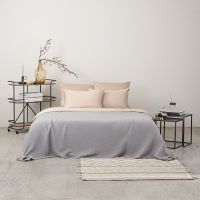 Комплект постельного белья двуспальный из сатина бежевого цвета из коллекции essential