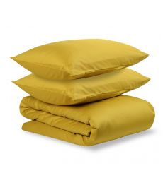 Комплект постельного белья двуспальный из сатина горчичного цвета из коллекции essential
