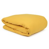 Комплект постельного белья двуспальный горчичного цвета из органического стираного хлопка из коллекции essential