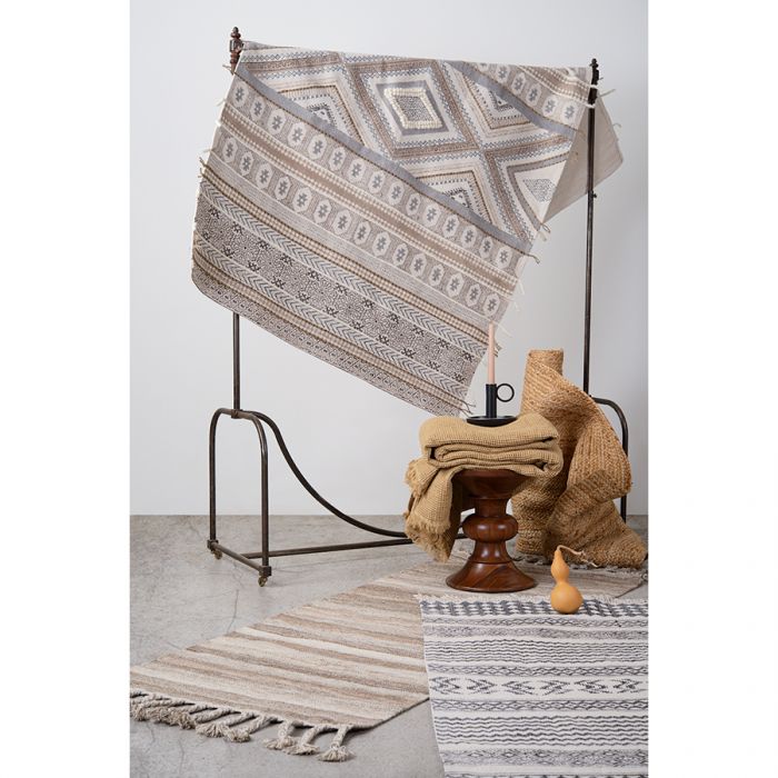 Ковер из хлопка, шерсти и джута с геометрическим орнаментом из коллекции ethnic, 120х180 см