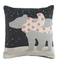 Чехол на подушку вязаный с новогодним рисунком polar bear из коллекции new year essential, 45х45 см