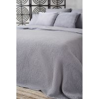 Комплект постельного белья полутораспальный серого цвета из органического стираного хлопка из коллекции essential