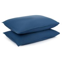 Комплект постельного белья полутораспальный темно-синего цвета из органического стираного хлопка из коллекции essential